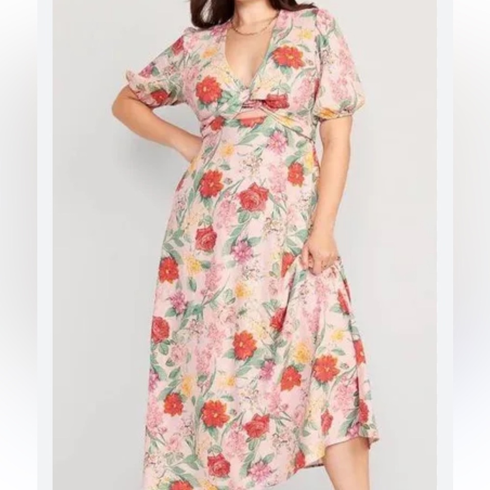 NWOT Old Navy Floral Wrap tie Multi-Color Dress Midi XL